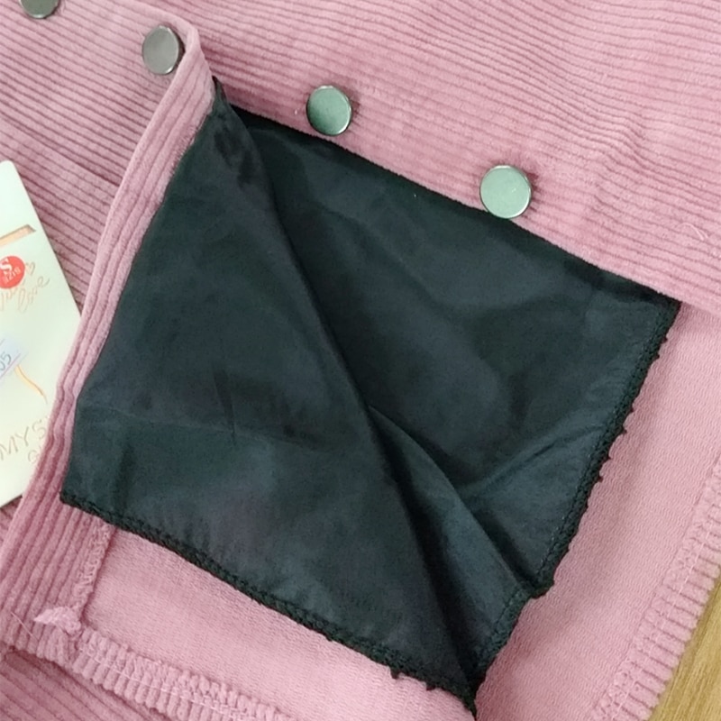 Spring Harajuku Office Lady School Women’s Short Skirt Denim Style Button A-line Corduroy High Waist Pocket Mini Skirt 3
