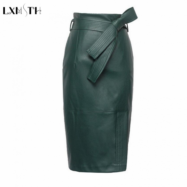 3XL 4XL PU leather Skirt Women Plus Size Autumn Winter Sexy High Waist Faux leather Skirts Womens Belted Fashion Pencil Skirt