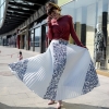 Vintage Print Elastic High Waist Korean Women Long Skirts Black White Maxi Pleated Skirt Saias Fadalas