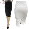 Jaderic Split Vintage Bodycon Skirt High Waist Women Knee Length Pencil