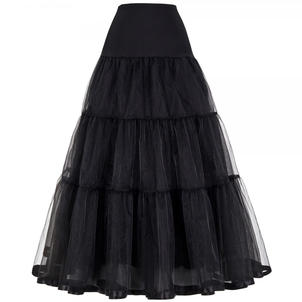 Pleated Long Skirt Faldas Black Bridal Wedding Petticoat Midi