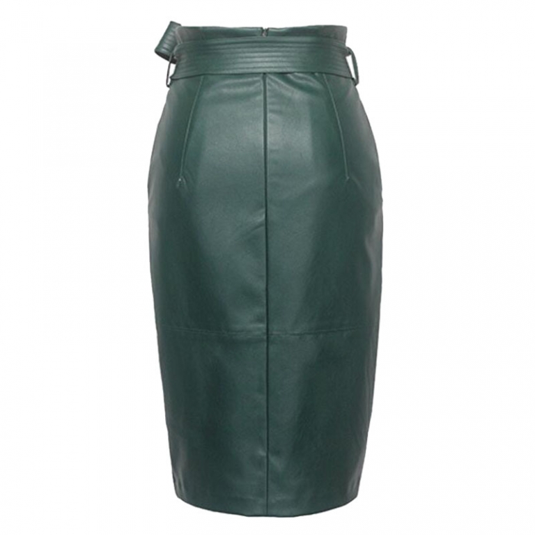 Winter Sexy High Waist Faux leather Skirts Womens Belted Fashion Pencil ...