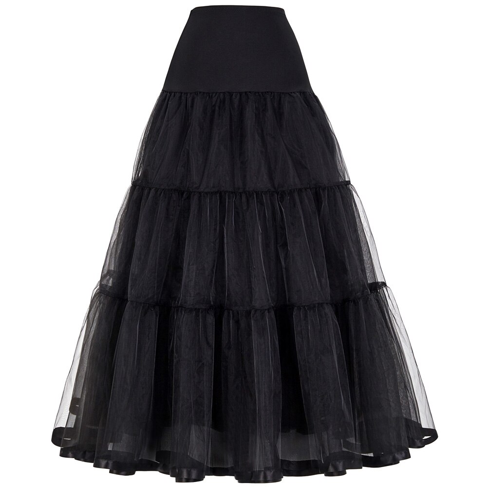 Tulle Skirts Womens Pleated Long Skirt Faldas Black Bridal Wedding Petticoat Midi 19 Skirt Saia Longa Vintage Maxi Skirts