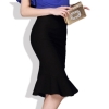 18 Women Ruffles Mermaid Skirt Female High Elastic Waist Slim Fishtail Skirts OL Formal Work Plus Size S-4XL