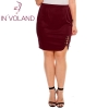 IN'VOLAND Women Short Skirt Summer Plus Size XL-4XL Solid Criss Cross Lace Up Stretch Brand High Waist Party Lady Split Skirt