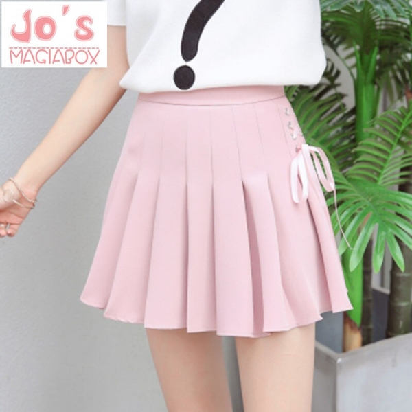 Summer New Fashion Solid Denim Pleated Skirt Harajuku Lace-Up Hight Waist Casual Sexy Micro Mini Short School Skirts Women