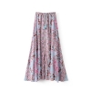 Skirt Bohemian Elastic Waist Buttons Tassel Belt Long Maxi