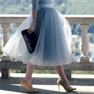 5 Layers 60cm Princess Midi Tulle Skirt Pleated Dance Tutu Skirts Womens Lolita Petticoat Jupe Saia faldas Party Puffy Skirts