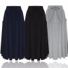 High Waist Pockets Pleated Skirts Casual Solid Loose Mid-calf Skirts Plus Size 2XL