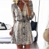 Snakeskin Printed Half Sleeve Button Dress