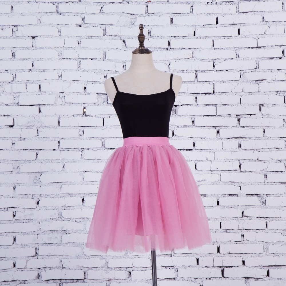 FOLOBE Vintage Style 5 Layers Stock 12 Colors Dancewear Ball Gown Midi Tutu Tulle Skirts Womens Adult Faldas Saias Femininas 3