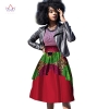 Dashiki African Wax Print Knee-Length Ball Gown Double Layer Skirt