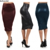Bohocotol 19 summer women plus size high-waist faux leather pencil skirt black leather skirt S/M/L/XXXL Drop shipping