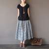Lady Fashion Vintage Linen Cotton Skirts - Casual Plaid Elegance for Every Occasion