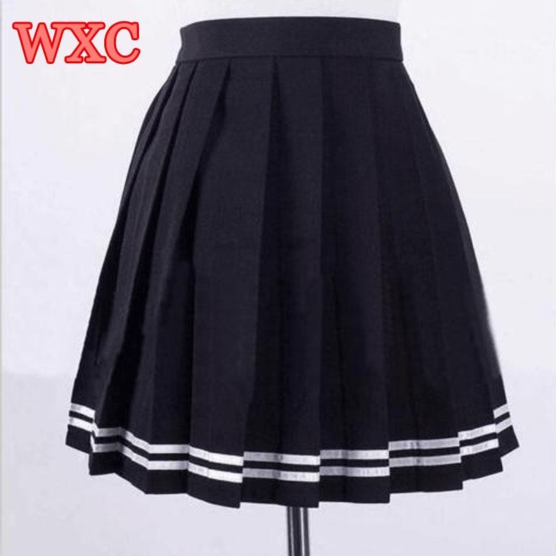 Japanese High Waist Pleated Skirts Anime Cosplay School Uniform JK Student Girls Solid Pleated Skirt Girls WXC 1