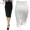 Jaderic Split Vintage Bodycon Skirt High Waist Women Knee Length Pencil