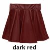 19 New Spring and Summer Fashion Korean Retro Black PU Leather Pleated Skirt for Women - Faux Leather, Mini, Casual Style