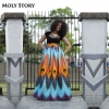 Elegant Pleated Long Skirt Beach Holiday Ethnic Peacock Print Skirt High Waist Maxi Skirts Jupe Longue Femme