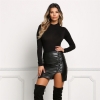 Bandage Skirts Zipper Lace Up Split Side Slit Party Club Wear Pu