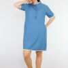 Denim Lace Detail Half Sleeve Dress Blue