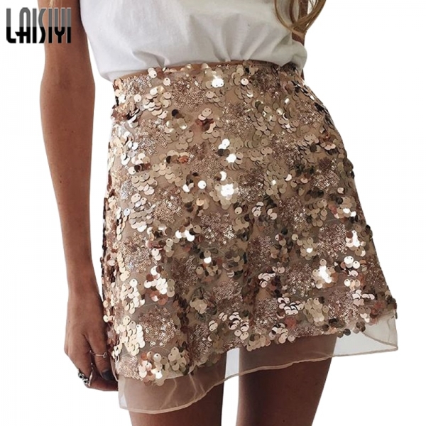 Christmas High Waist Skirt Zipper Casual Short Party Beach Black Skirt