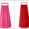 Candy Color Pleated Women Skirts 18 Summer Skirts in floor