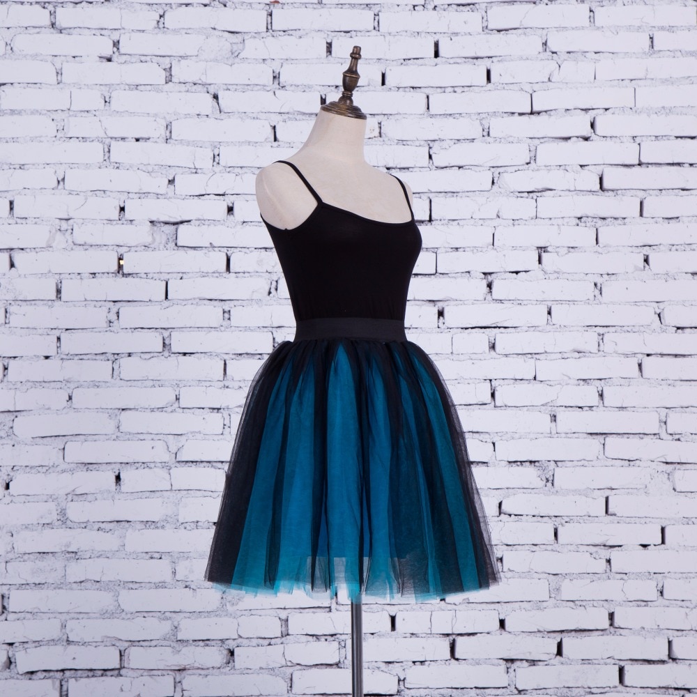 FOLOBE Vintage Style 5 Layers Stock 12 Colors Dancewear Ball Gown Midi Tutu Tulle Skirts Womens Adult Faldas Saias Femininas 2