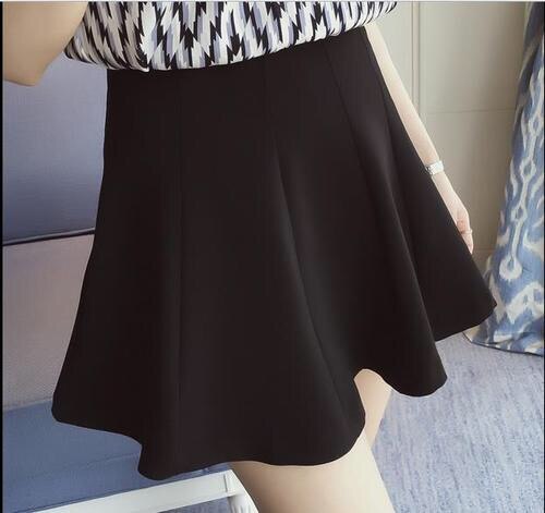 08 summer Women Short skirt new solid color high waist Large size black Pleated Mini fashion skirt