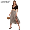 Vintage Apparel Plaid Split Side Women Sexy Skirt Button Fitness Midi Skirt