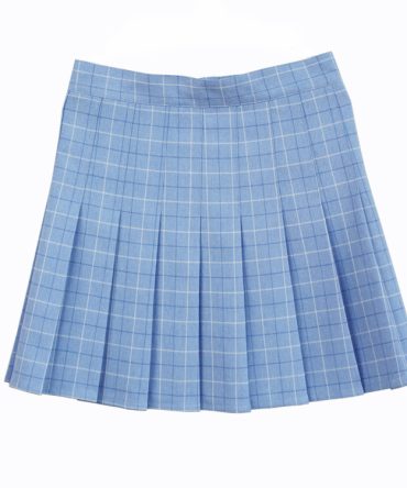 A-line Plaid pleated skirt Uniform high waist Skirt classical Gray&khaki&blue&pink lattice
