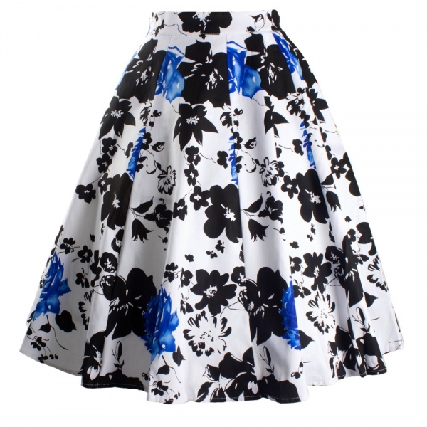 THUNDERSTAR Ladies Skirts 17 Summer Women Skirt Vintage Floral Print High Waist Ball Gown Pleated Midi Skater Skirts Saias 3 Elegant Summer Skirts for Ladies - Embrace Vintage Floral Prints and Stylish Comfort