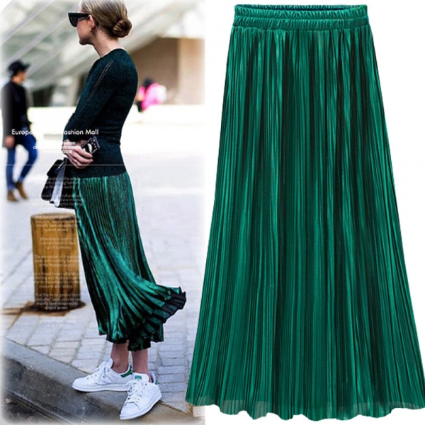 Silver Gold Winter Long Warm Skirts New Fashion Metallic Skirt