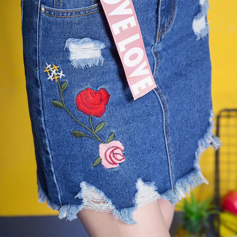 3XL Denim Skirt 17 Women Spring Summer Slim Embroidery Mini Skirt Jeans Hole Womens High Waist Office Pencil Denim Skirts CS17 2 Embroidery Mini Skirt Jeans Hole Womens High Waist Office