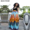 Long Skirt Beach Holiday Ethnic Peacock Print Skirt High Waist Maxi