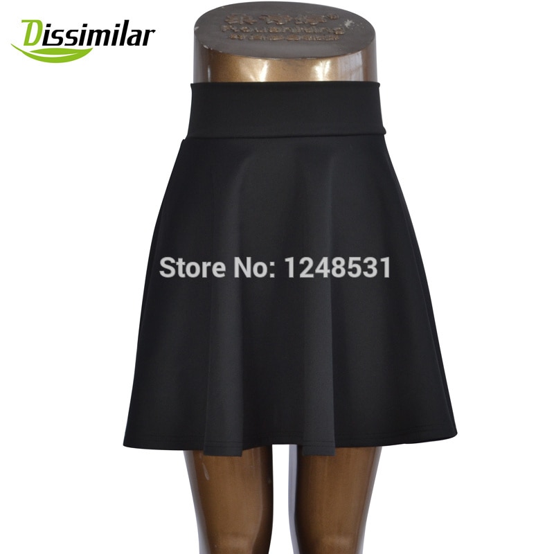 free shipping Women Flared Skater Skirt Basic Solid Color Mini Skirt Above Knee Versatile Stretchy Pleated Casual Skirt 5 sizes 2 Skater Skirt Basic Solid Color Mini Skirt Above Knee