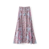 19 Floral Print Summer Women's Skirt Bohemian Elastic Waist Buttons Tassel Belt Long Maxi skirts Brand Clothing Female Saia