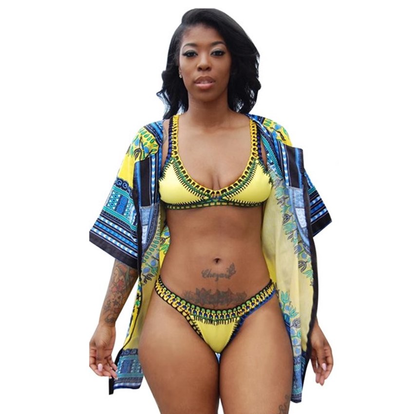 Tsuretode Summer African Print Cardigan Plus Size Dress Women Loose Casual Split Beach Dress Half Sleeve Shirt Vintage Dress 3
