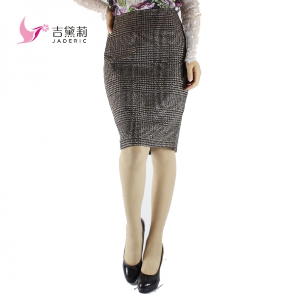 Jaderic Vintage Bodycon Skirt High Waist Women Knee Length Pencil Skirt Plaid OL Office Elegant Skirts Womens 18 1 High Waist Women Knee Length Pencil Skirt Plaid OL Office Elegant