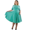 18 Women Summer Casual Dress Loose Knee Length Dresses Elegant Dots Printed Plus Size O-Neck High Waist Half Sleeve Dresses