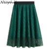 Neophil 19 Summer Ladies Embroidery Lace High Waist Pleated Midi Skirts Womens Vintage Elegant Black Pleated Tulle Saias S0601