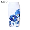 KIGO Womens Pencil Skirts Floral Print Sexy Slim High Waist Women Bodycon Skirt Ladies Vintage Midi Skirt Jupe Femme KD2967H