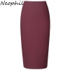 Chiffon Pencil Skirts Midi High Waist Stretch Slim Casual Pink Black