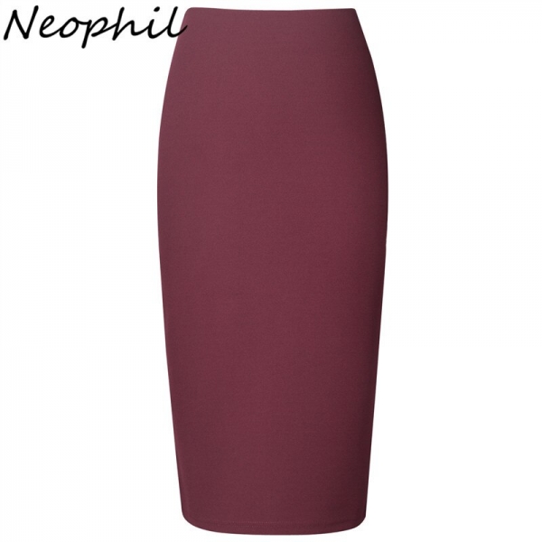 Chiffon Pencil Skirts Midi High Waist Stretch Slim Casual Pink Black