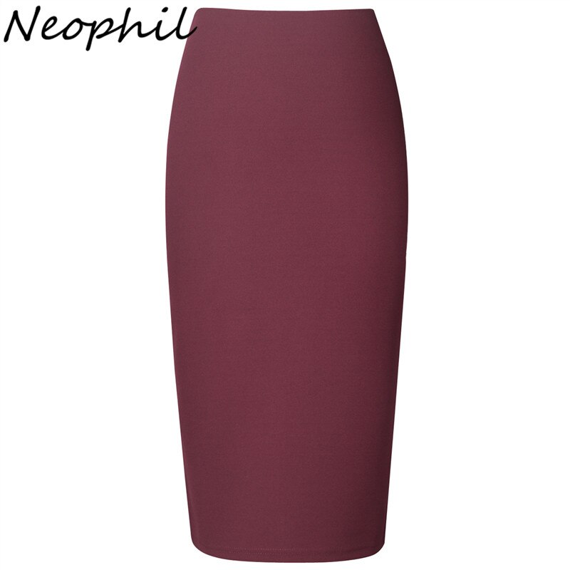 Neophil 19 Winter Sexy Ladies Chiffon Pencil Skirts Midi High Waist Stretch Slim Casual Pink Black Office Work Wear Saia S0311