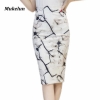 Mid Calf Long Skirt Bodycon Elegant Open Split Stretch Office