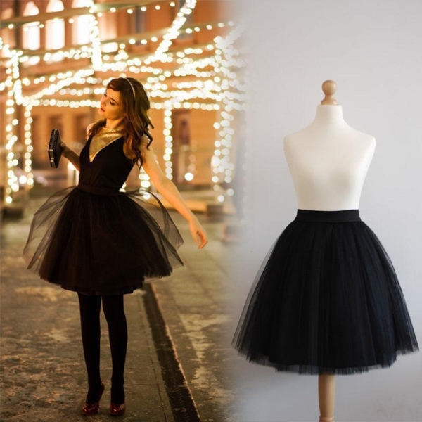 FOLOBE 7 Layers Ballet Dance Midi Tutu Tulle Skirts Women Skirt Lolita Petticoat faldas mujer saias Jupe TT-S