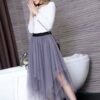 Skirts New 19 spring 3 Layered Mesh Vintage High Waist Tutu