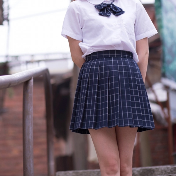 Navy blue/Gray classical Grid pleated skirts Japanese school Girls student high waist plaid pleated skirt Cosplay school uniform 1 Classic Japanese Schoolgirl Pleated Skirt – High Waist Plaid Cosplay Uniform