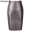 Fur Leather Pu High Waist Midi Women Pencil Skirts XXL Office Bodycon