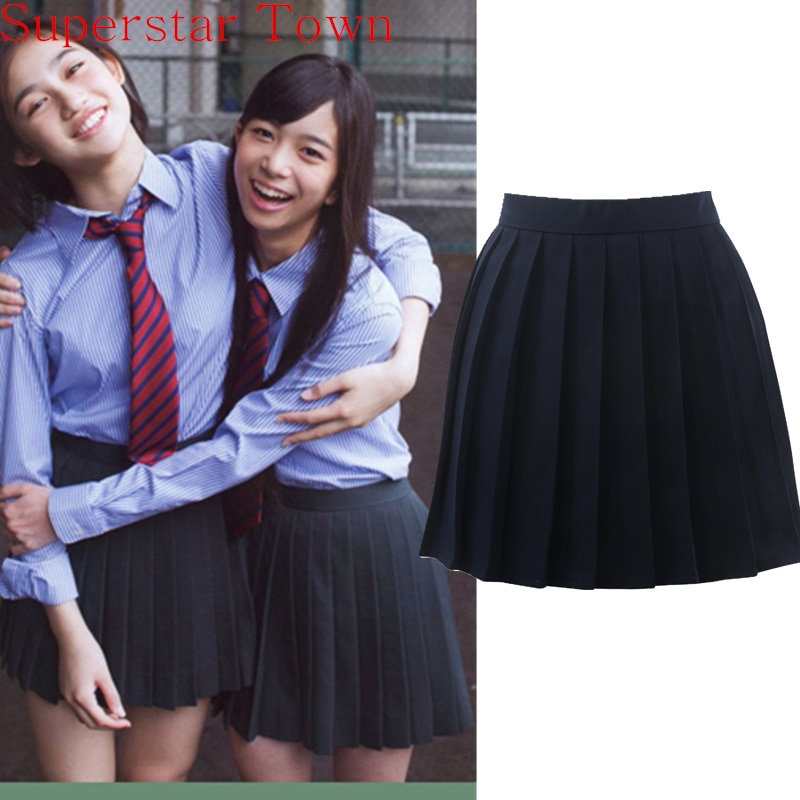 Japan School Girls Uniform Solid Pleated Mini Skirt Cheerleader Sailor Cos Lolita Skirt Women Saias Vestidos 1